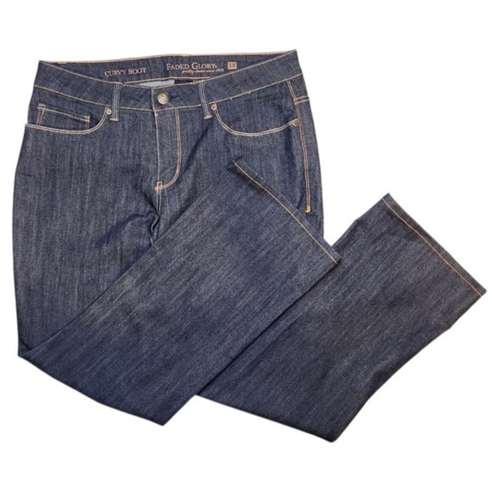 Faded Glory Women's Size 12A Dark Wash Boot Cut Stretch Denim Jeans
